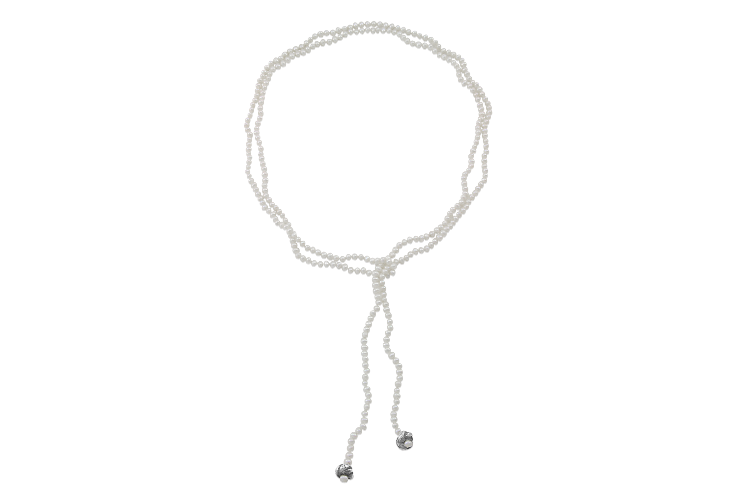 Knot Finial Lariat White Pearl