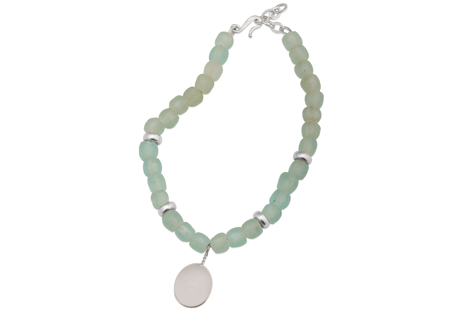 Frosted Crystal Moonsnail Glass Necklace: Mignon Faget