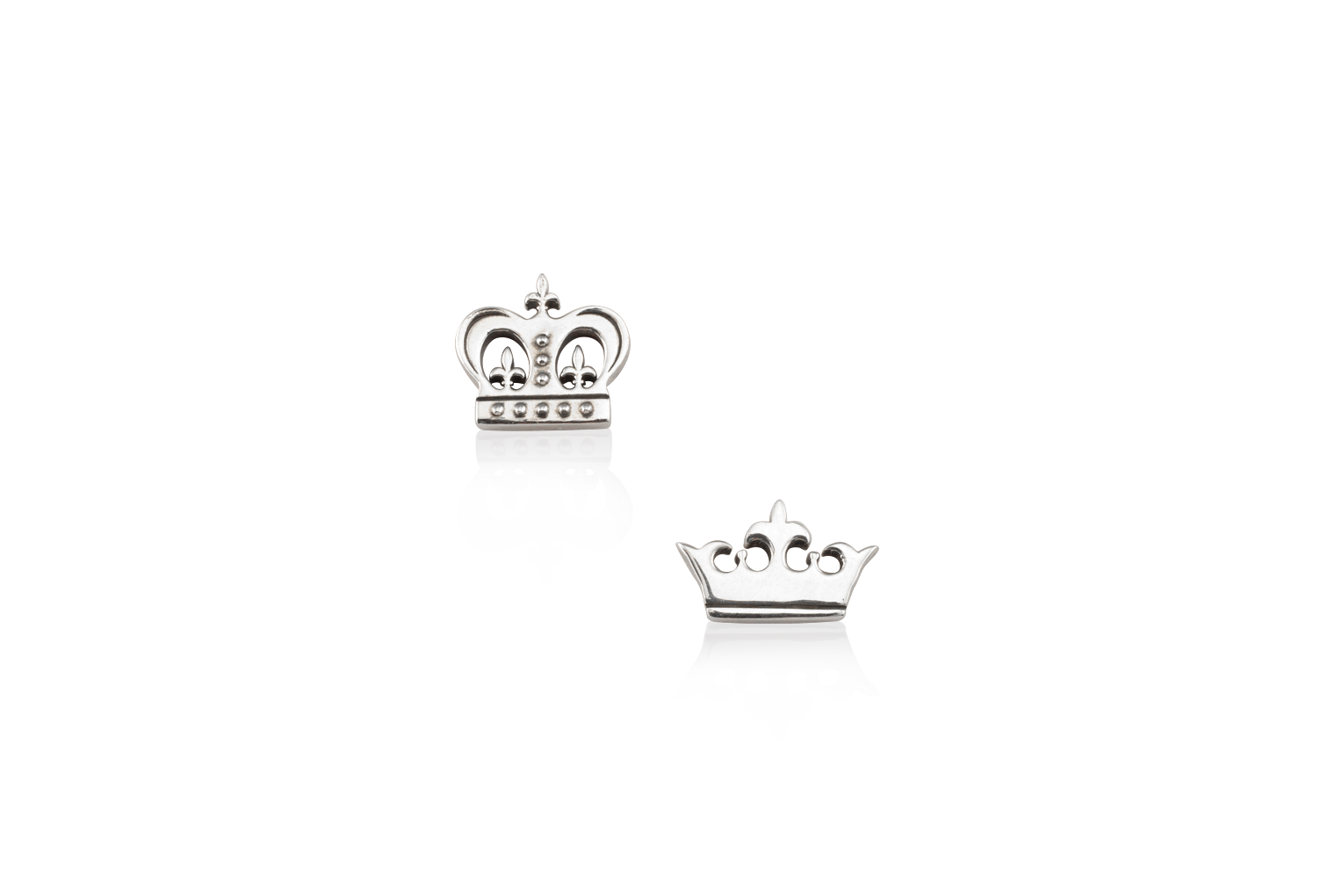 King and Queen Crown Earrings - Sterling Silver