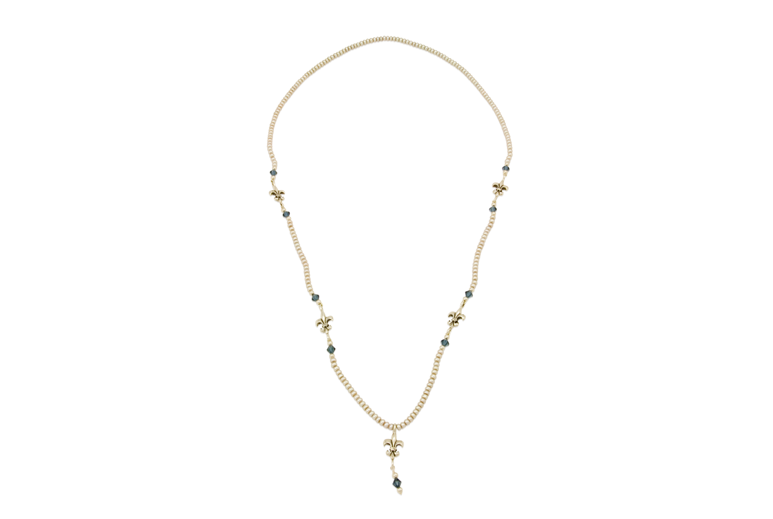 Fleur de Lis Pearl Stations Necklace | Mignon Faget