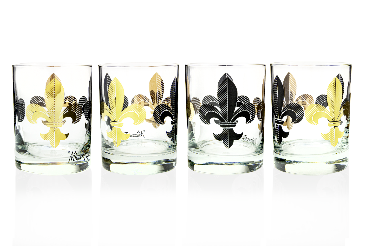 Fleur de Lis Black and Gold Glasses