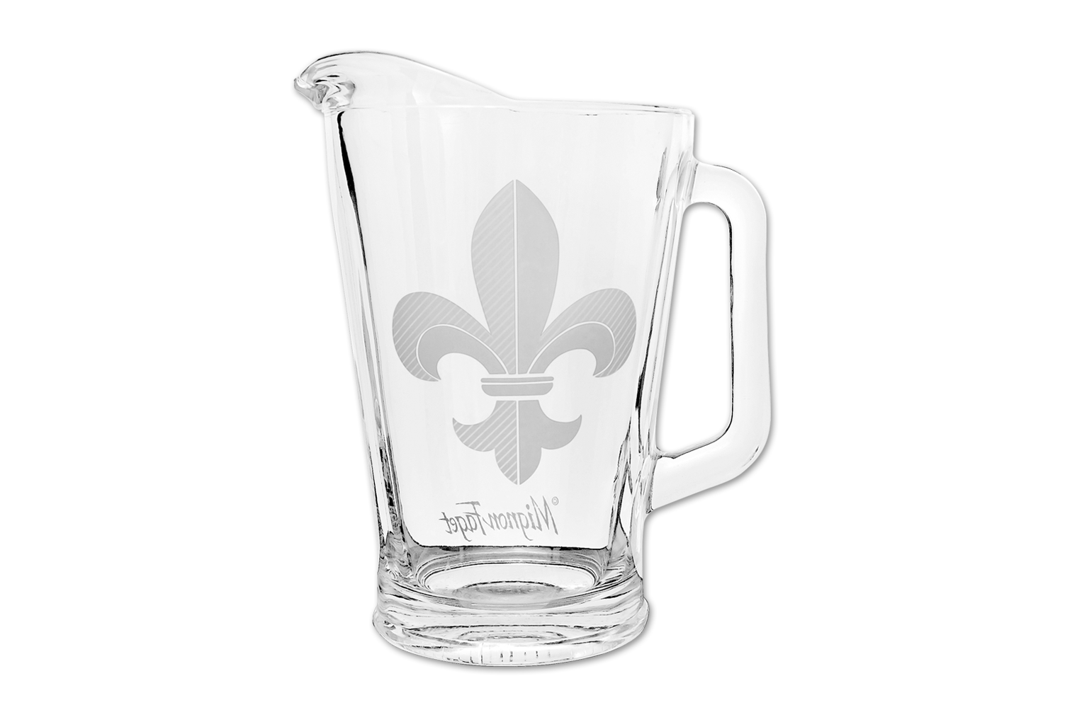 Fleur De Lis Beer Mug Set, Set of 4 Clear Glass Etched Mugs