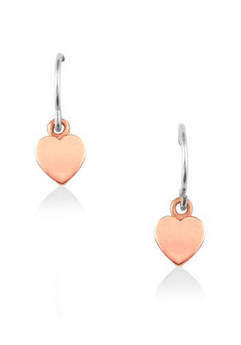 Love Letter Heart Dangle Earrings - Rose Gold