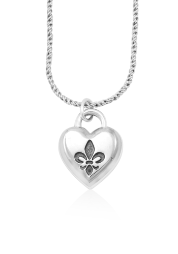 Fleur de Lis Intaglio Heart Pendant