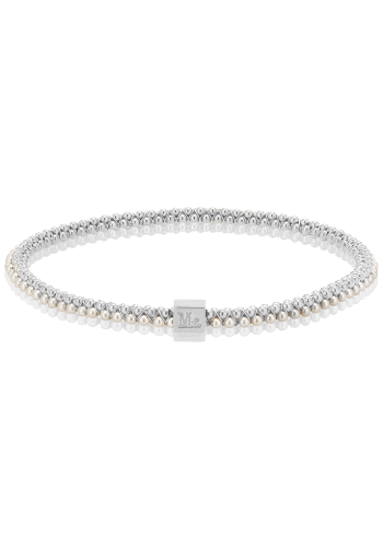 Halo Bangle Pearl Sterling Silver
