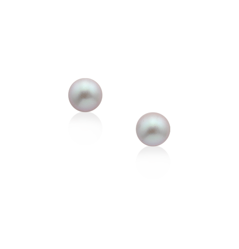 Iridescent Gray Button Pearl Stud Earrings