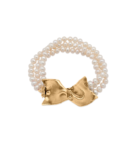 Twist Bow Pearl Bracelet